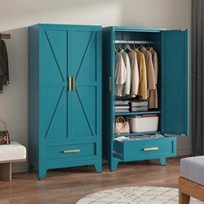 Elegro 71"H Metal Steel Wardrobe Cabinet With Drawer and Hanging Rod For Bedroom