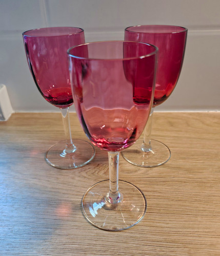 Set cranberry clear glass - set,