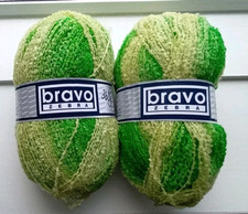 2 X 350g Bravo Zebra Green Yellow Ombre Boucle Knitting Crochet Yarn New Balls 