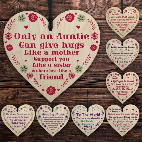 Auntie wood heart gifts - wood, for