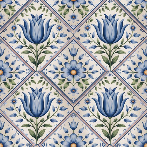48x blue delft tile - delft, stickers