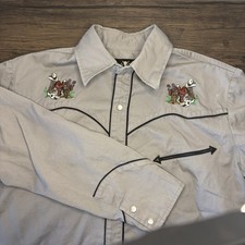 Buffalo Country Western Shirt Mens S Cowboy Horse Rodeo  Embroidered Pearl Snap