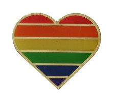 Rainbow LGBTQ+ Gay Pride Heart Large Gilt & Enamel Pin Badge