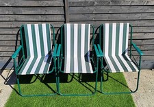 Vintage Deck Chairs Retro Striped Folding Summer Chairs X3 (Defects)