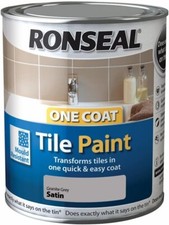 Ronseal One Coat Tile Kitchen  Bathroom Paint Granite Grey satin 750Ml