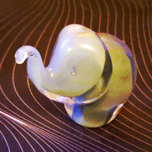 Blue glass crystal - blue, elephant