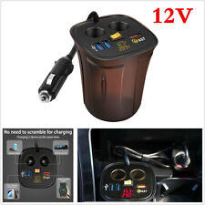 Fast Car Charger+Dual USB Charging QC 3.0 Car 2 Way Cigarette Lighter Socket 12V