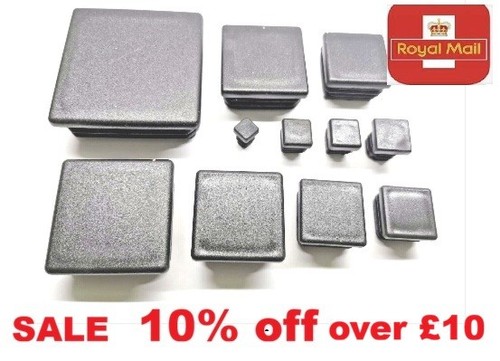 Square black plastic end caps - plastic,