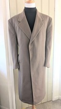 Crombie 100% Pure New Wool Overcoat Taupe Full Length Coat Size 48R Classic Fit