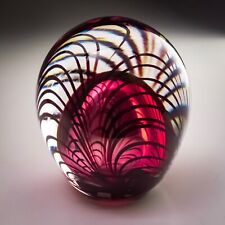 Adrian Sankey Glass Paperweight 1985 Signed Hand Blown Studio Oval Pink Art