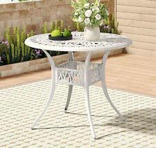 Outdoor Cast Aluminum Table Patio Garden Round Dining Table w/ 5cm Umbrella Hole