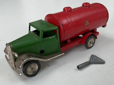 Triang Minic 15M Petrol Tank Lorry Green/Red Clockwork Tinplate Fuel Truck Rare