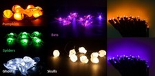 Halloween LED Battery Operated Decoration Lights Orange Purple Pumpkins Skulls