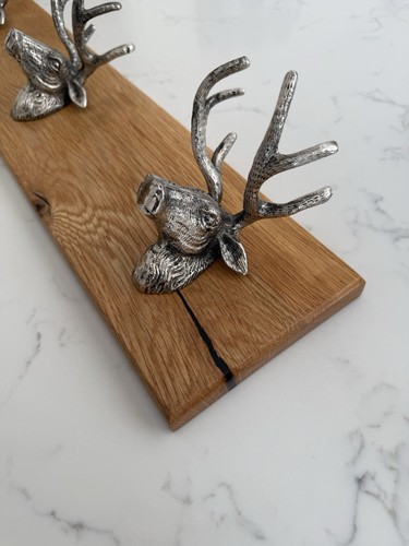 Solid oak stag head coat - head,