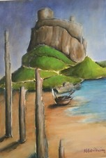  CORACLE, BEACH, SHORE, LINDISFARNE, COAST, CASTLE, ISLAND, SEASIDE, SAND, BOAT,