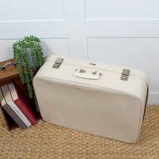 Vintage Topflite Suitcase in Lovely White Colour. 1970's Retro Style.