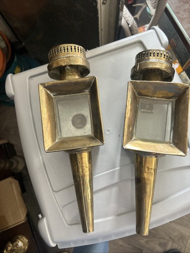 Pair vintage brass carriage - pair,