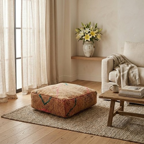 Handmade moroccan wool pouf - handmade,