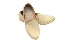 Mens Jamawar Gold Punjabi Jutti Pakistani Khussa Mojari Slip On Shoes Art-LR 08