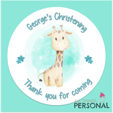 Personalised Christening Day Stickers Party Bag Sweet Cone Seals Thank You Boys