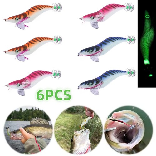 6pcs luminous squid jigs hook - luminous,