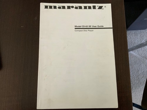 Marantz cd user guide - cd-63-se,