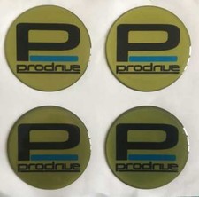 ALLOY WHEEL PFF7 GT1 PRODRIVE DOMED RESIN CENTRE CAP STICKERS X4 METT GOLD 55MM