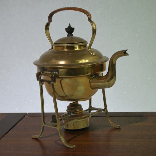Antique brass kettle and - antique,
