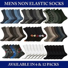 6 & 12 Pairs Mens Non Elastic