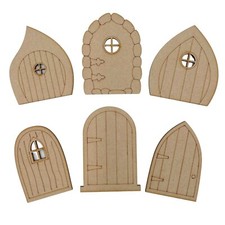 Wooden MDF FAIRY DOOR KIT decorate your own pixie hobbit 6 Pack Assorted MDF v1