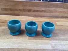 Vintage Denby Stoneware Manor Green 3 Egg Cups VGC