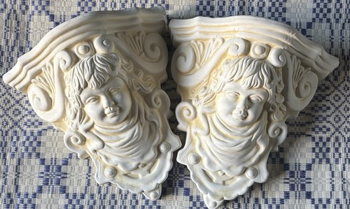 Pair vintage cherub wall - vintage,