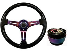 Black Neo Chrome TS Steering Wheel + Quick Release boss kit BN for VOLKSWAGEN