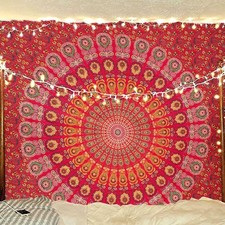 raajsee Red Tapestry Mandala