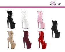 Pleaser Stiletto High Heel 8 Inch Lace Up Platform Ankle Boots Enchant 1040