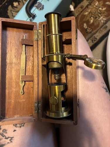 Antique brass microscope - brass, in