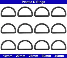 Plastic D Rings - 10mm, 20mm, 25mm, 30mm, 40mm, 50mm - Black - Acetal
