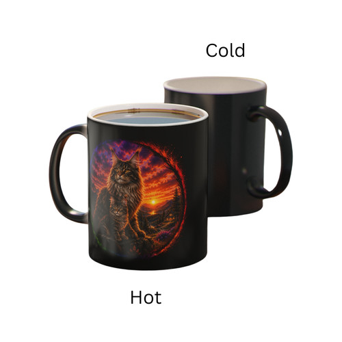 Maine coon cat mug - coon, colour