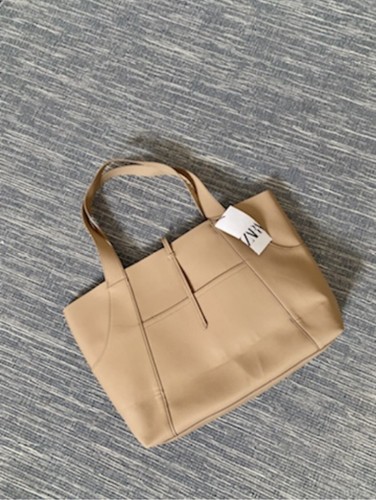 Zara beige faux leather - beige, large