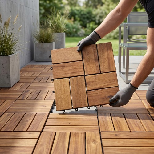Interlocking wooden decking - interlocking,