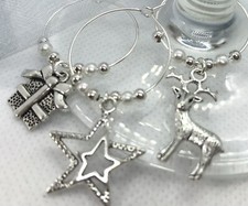 Christmas Wine Glass Charms X 6 Secret Santa Table Decoration Office Gifts S