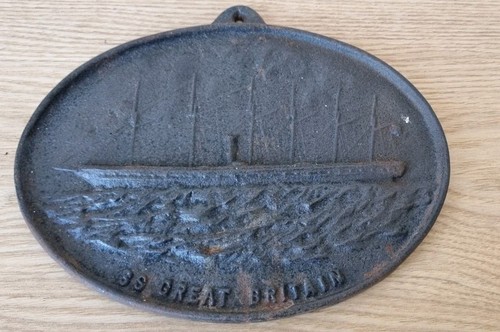 Vintage cast iron plaque - cast,