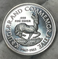 1982 South Africa Krugerrand 22 Grams 999 Silver Medal Coin