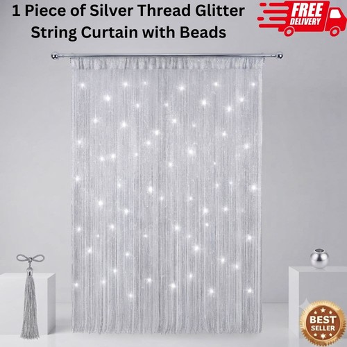 Silver glitter string curtain - glitter,
