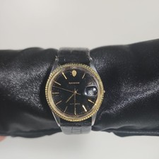 Vintage Mens Watch Sandoz 25 Jewel with Date Working Automatic Gold and Black