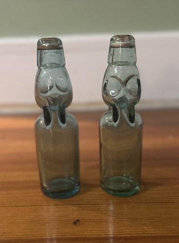Pair antique codd glass - of,