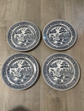 Royal Doulton Churchill blue willow dinner plate vintage 24cm set of 4 