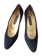 Roland Cartier Vintage Black Suede Spool Heel Court Shoes UK Size 5.5 / EU 38.5