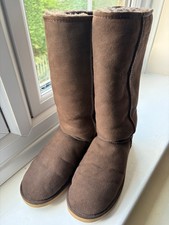 UGG Australia Classic Tall Essential Brown Suede Sheepskin Boots SizeUk 9