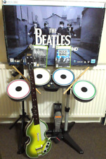 XBOX 360 THE BEATLES WIRLESS ROCKBAND DRUMS SET, HOFNER BASS GUITAR, MIC. +GAMES